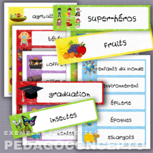 Étiquettes bacs de rangement par thèmes