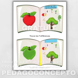 Trouve les 7 différences - Cycle de la pomme