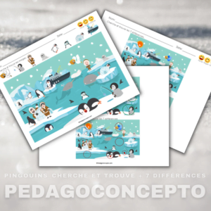 Pingouins Cherche et trouve + 7 différences