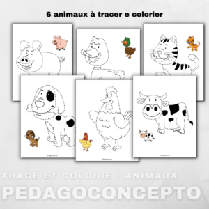 Trace et colorie - Animaux