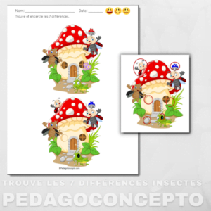 Trouve les 7 différences insectes