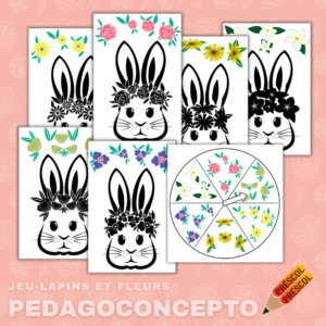 Jeu-Lapins et fleurs