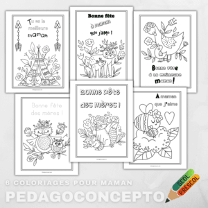 6 coloriages pour maman