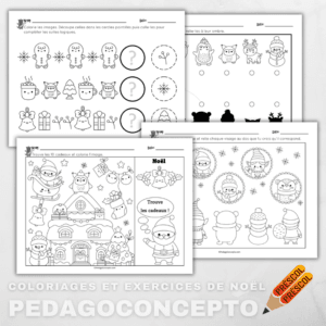 Coloriages et exercices de Noël