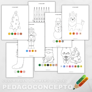 Coloriages à numéro de Noël