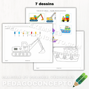 Calcule et colorie_Véhicules