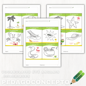 Vocabulaire été anglais_coloriages